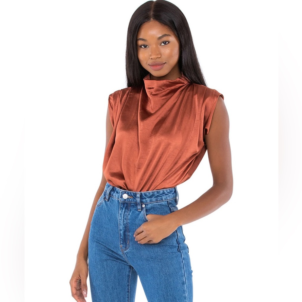 NWT Line & Dot Dolly Draped Mock Neck Top